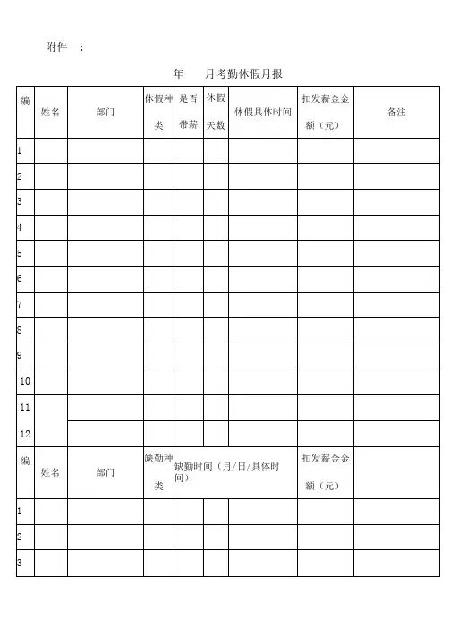 考勤与休假类表格