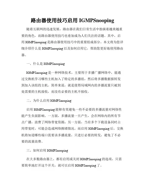 路由器使用技巧启用IGMPSnooping