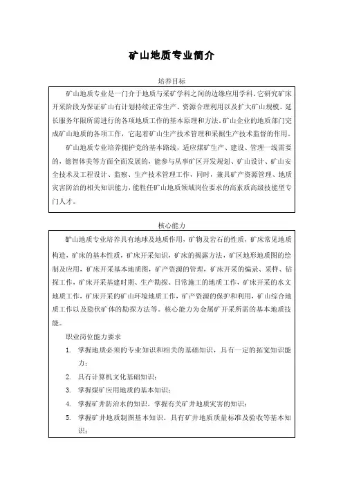 高等职业院校专业设置系统(矿山地质 )