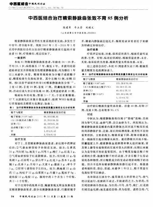 中西医结合治疗精索静脉曲张致不育85例分析