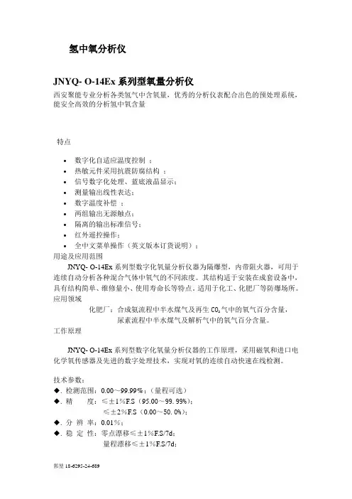 氢中氧分析仪