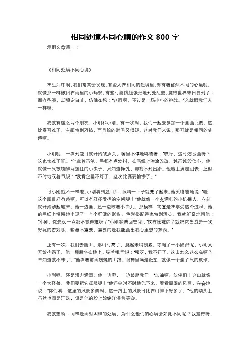 相同处境不同心境的作文800字