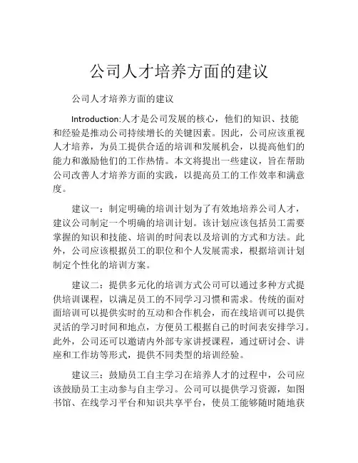 公司人才培养方面的建议