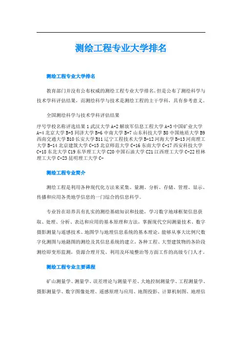 测绘工程专业大学排名