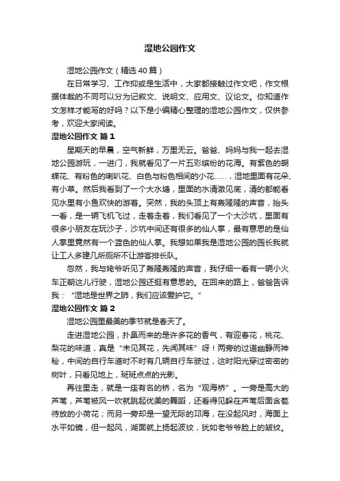 湿地公园作文（精选40篇）