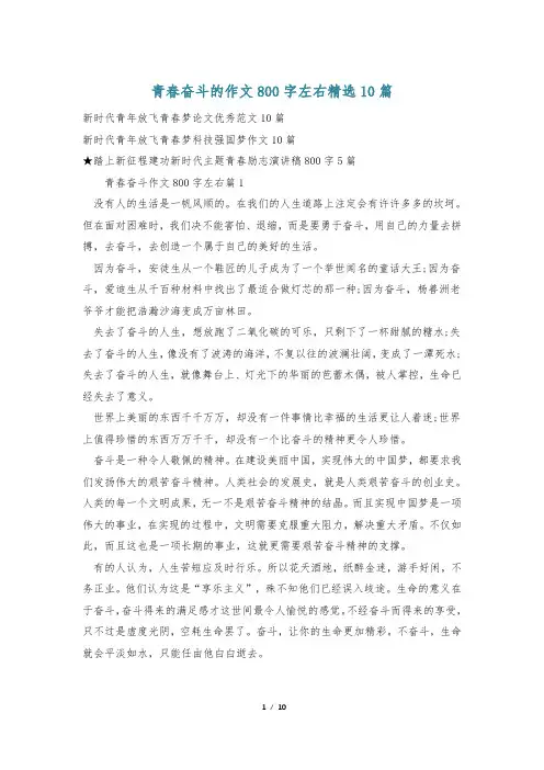 青春奋斗的作文800字左右精选10篇
