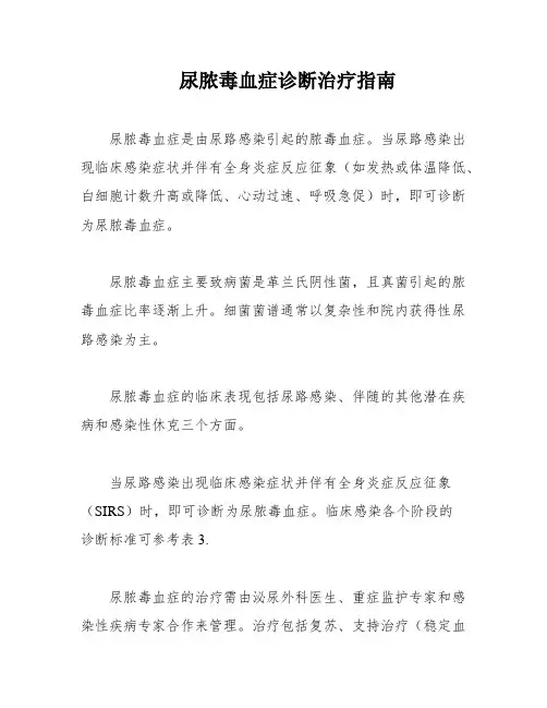 尿脓毒血症诊断治疗指南
