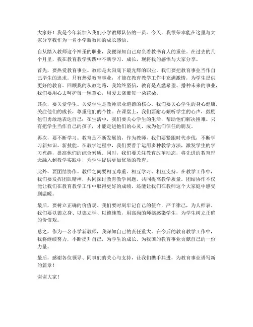 小学新教师成长感悟发言稿