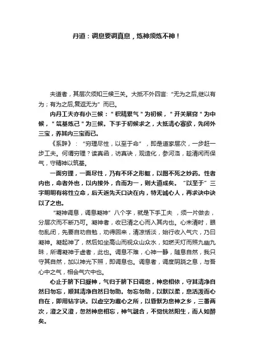 丹道：调息要调真息，炼神须炼不神！