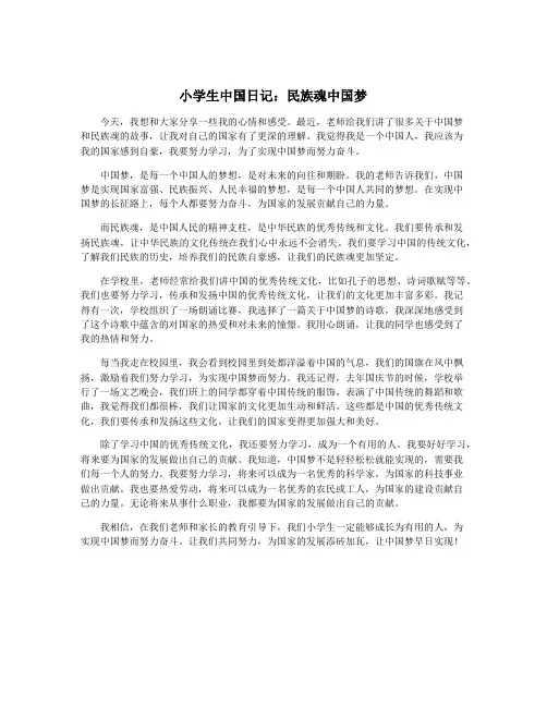 小学生中国日记：民族魂中国梦