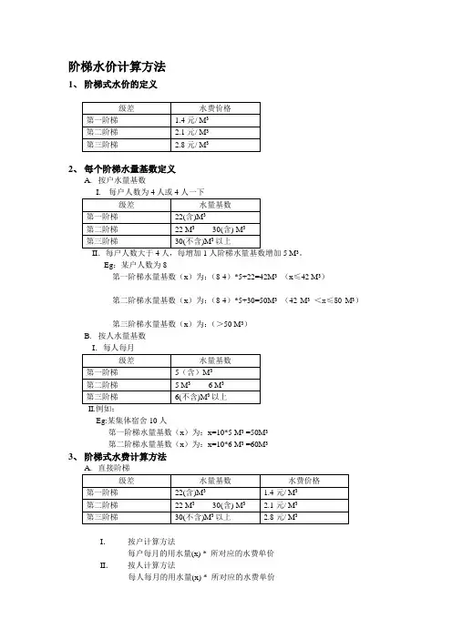 阶梯水价计算方法