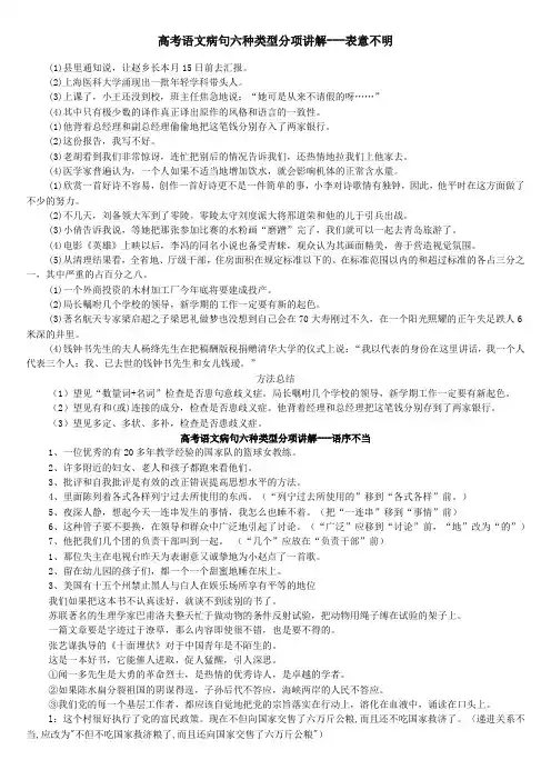 高考语文病句六种类型分项讲解学生版