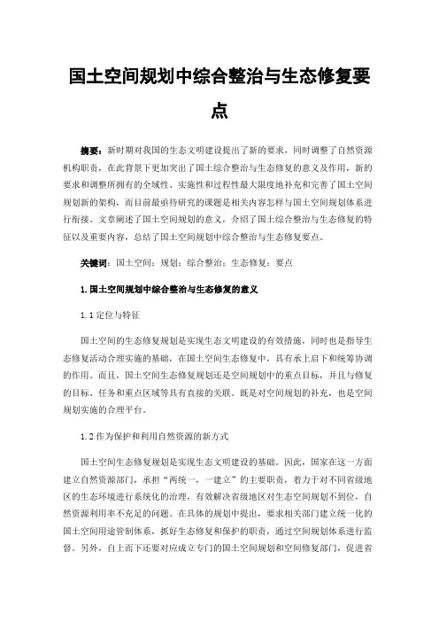 国土空间规划中综合整治与生态修复要点