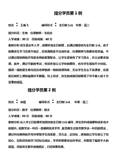 在读学员成功提分30例