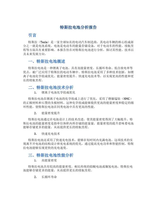 特斯拉电池分析报告