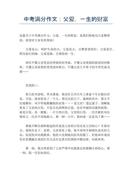 中考满分作文：父爱,一生的财富 (2)