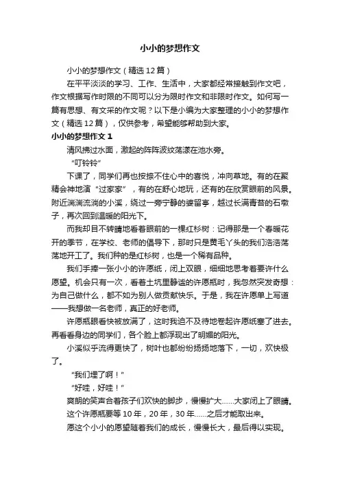 小小的梦想作文（精选12篇）