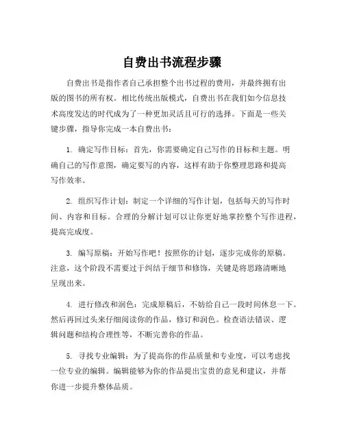 自费出书流程步骤