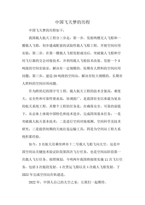中国飞天梦的历程