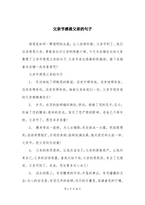 父亲节感恩父亲的句子