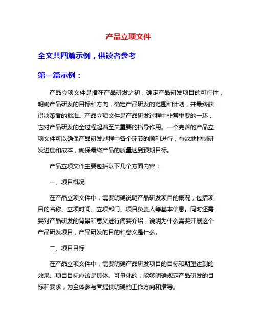 产品立项文件