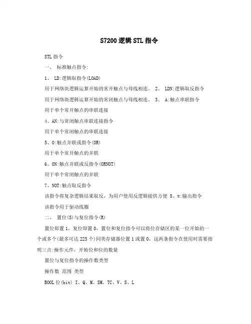 S7200逻辑STL指令