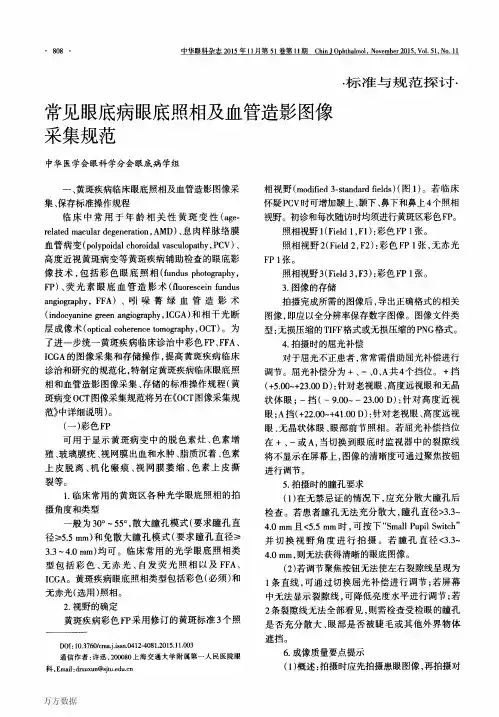 常见眼底病眼底照相及血管造影图像采集规范