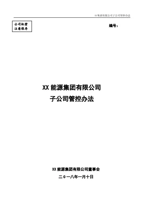 XX集团控股(全资)子公司管控办法(集团公司管控必备)