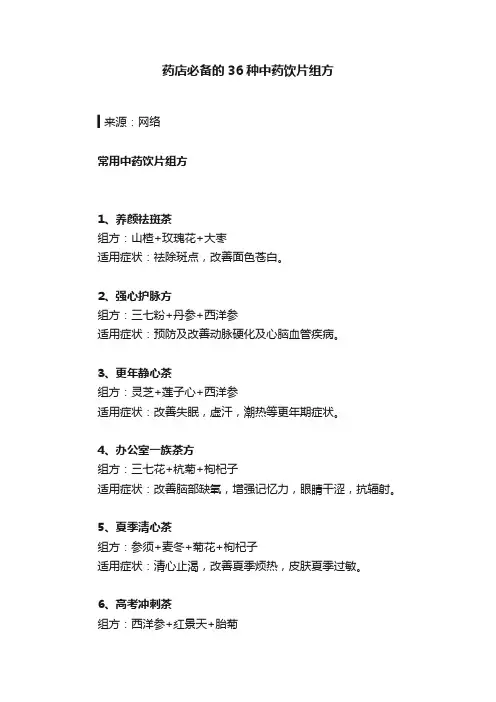 药店必备的36种中药饮片组方