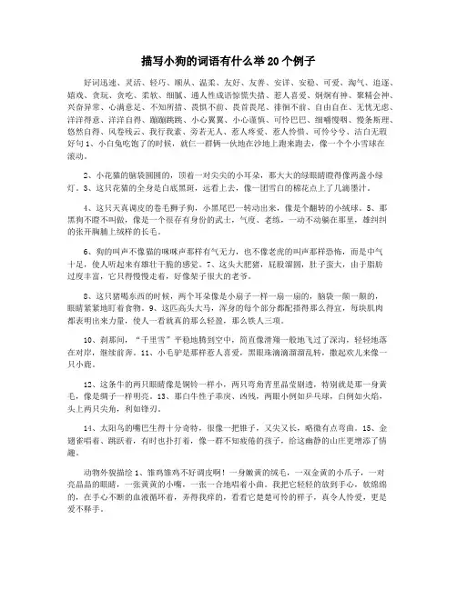 描写小狗的词语有什么举20个例子