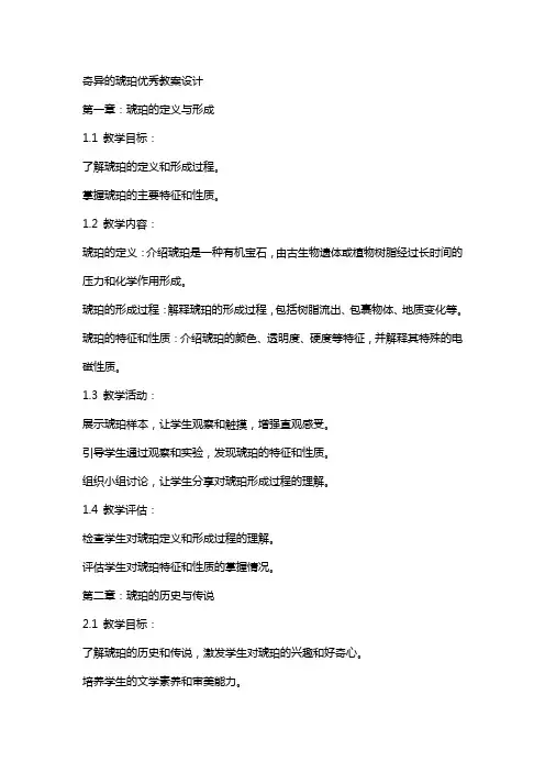 奇异的琥珀教案设计