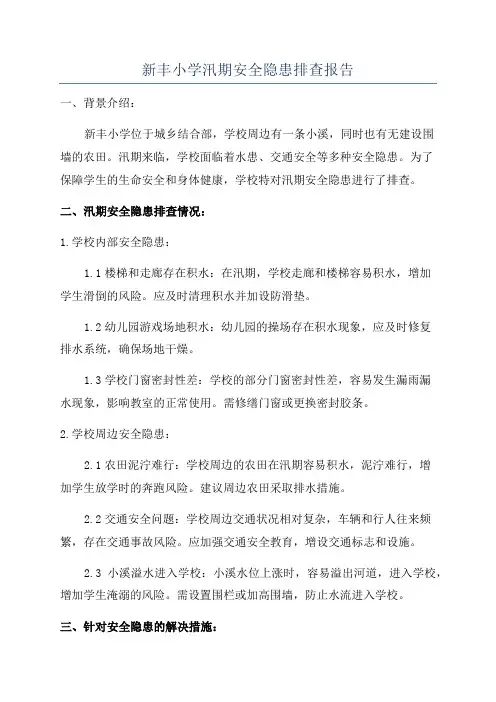 新丰小学汛期安全隐患排查报告