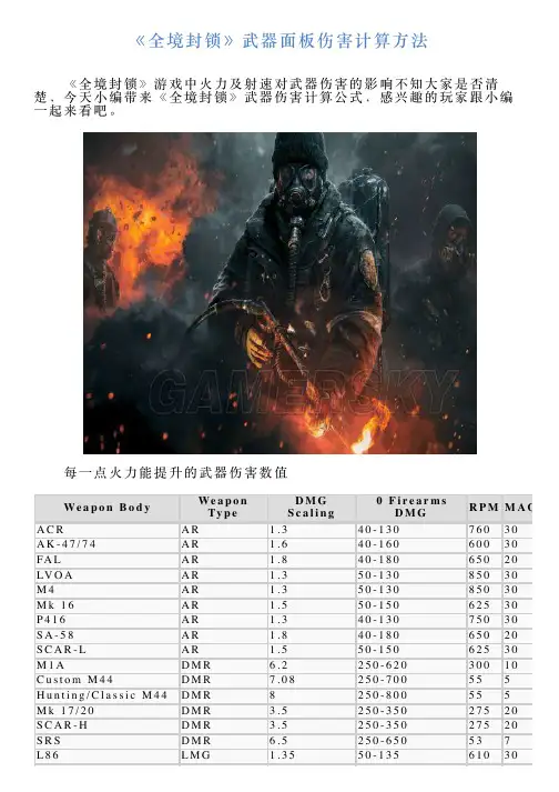 《全境封锁》武器面板伤害计算方法