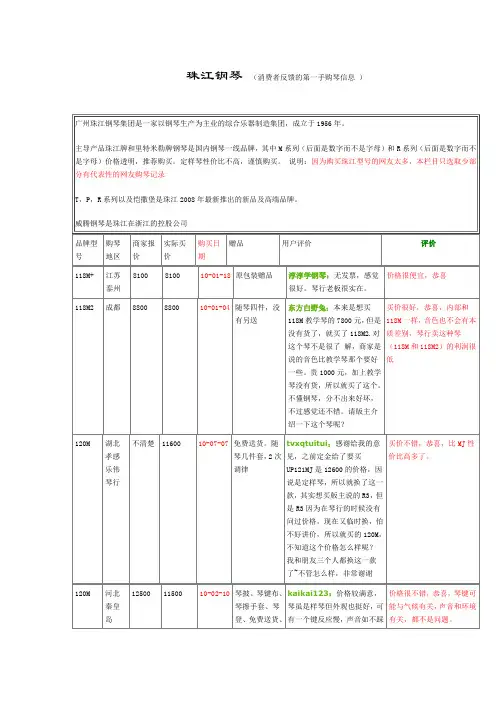 珠江钢琴型号价格对照表