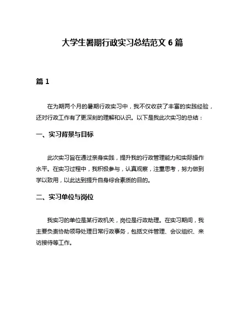 大学生暑期行政实习总结范文6篇
