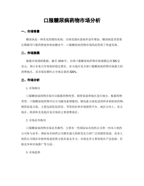 口服糖尿病药物市场分析
