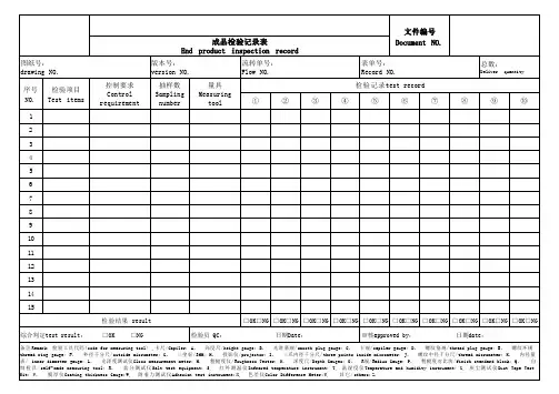 成品检验记录表 