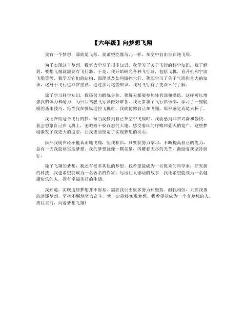 【六年级】向梦想飞翔