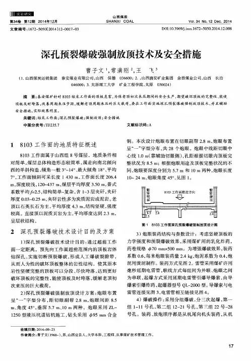 深孔预裂爆破强制放顶技术及安全措施