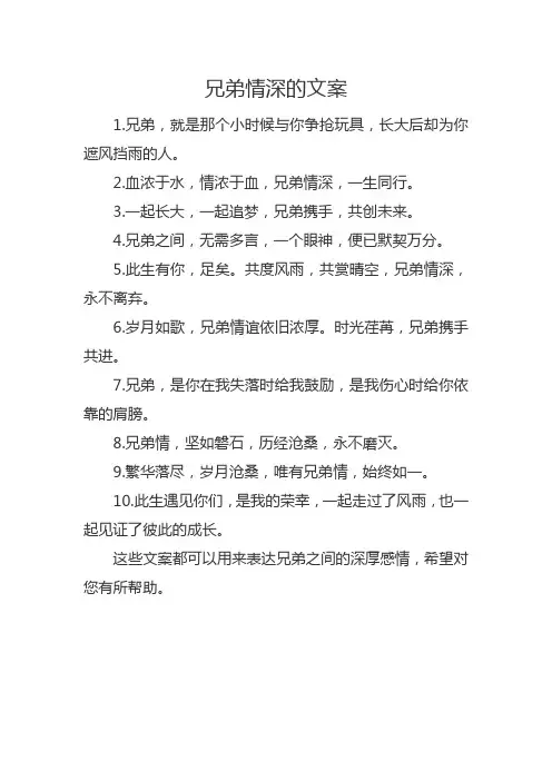 兄弟情深的文案