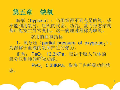 缺氧(hypoxia)当组织得不到充足的氧ppt实用资料