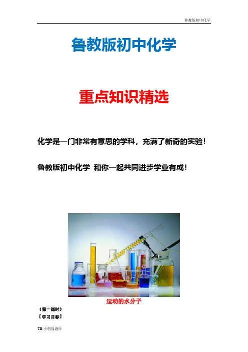 新版鲁教版初中化学九年级上册2.1 运动的水分子学案