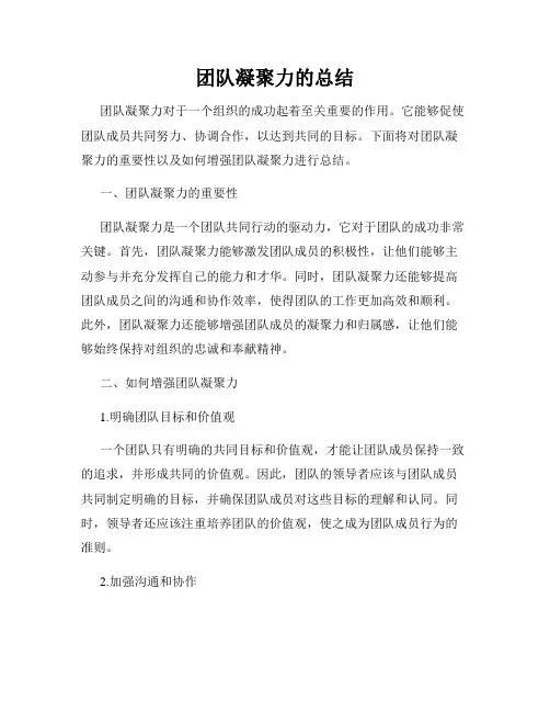 团队凝聚力的总结