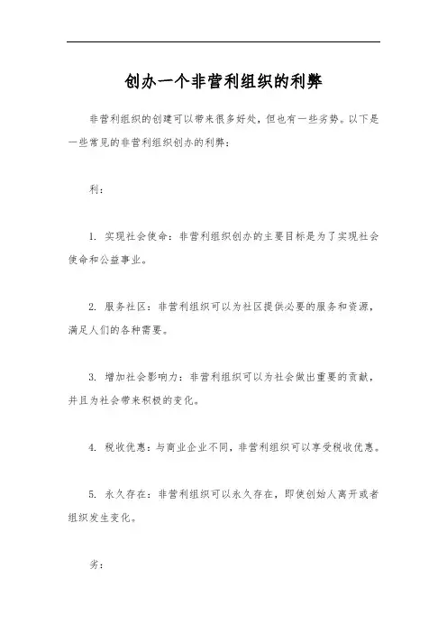 创办一个非营利组织的利弊