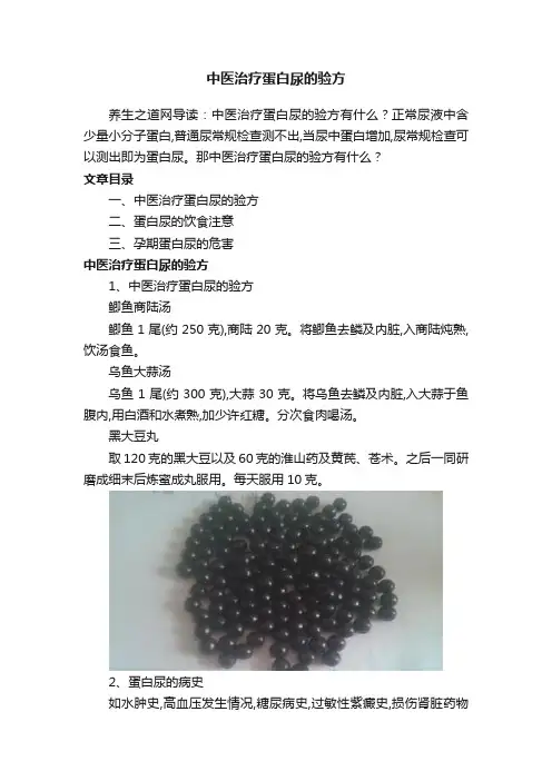 中医治疗蛋白尿的验方
