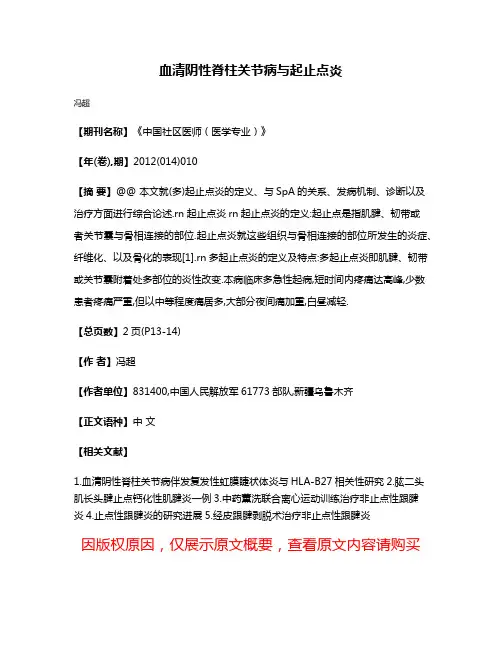血清阴性脊柱关节病与起止点炎