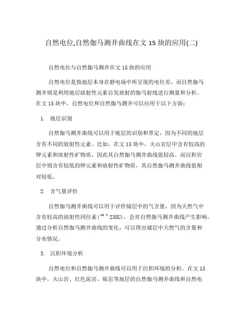 自然电位,自然伽马测井曲线在文15块的应用(二)