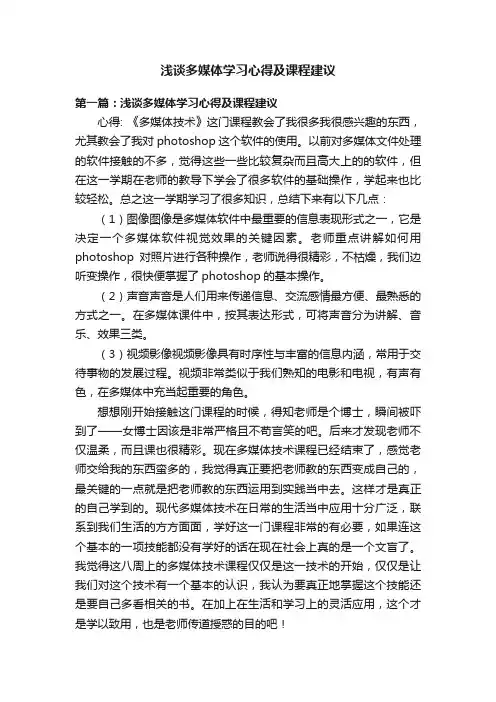 浅谈多媒体学习心得及课程建议