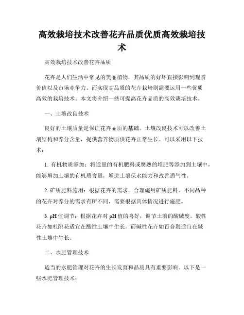 高效栽培技术改善花卉品质优质高效栽培技术