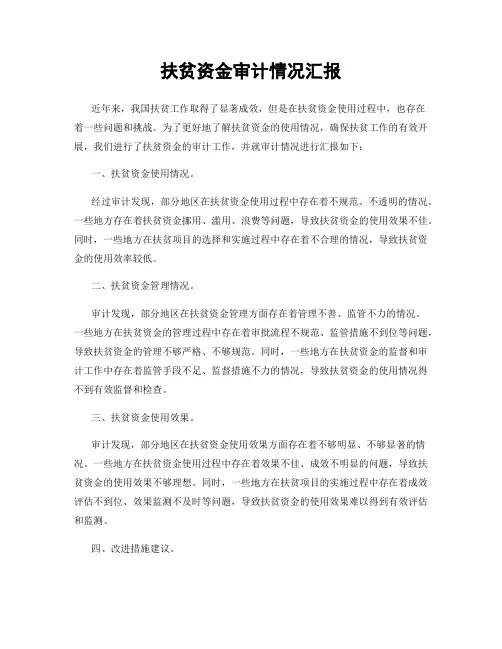 扶贫资金审计情况汇报
